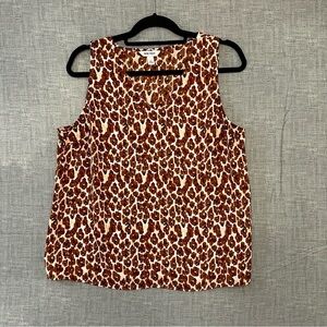 Nine West tank top v neck size 10 brown flower pattern